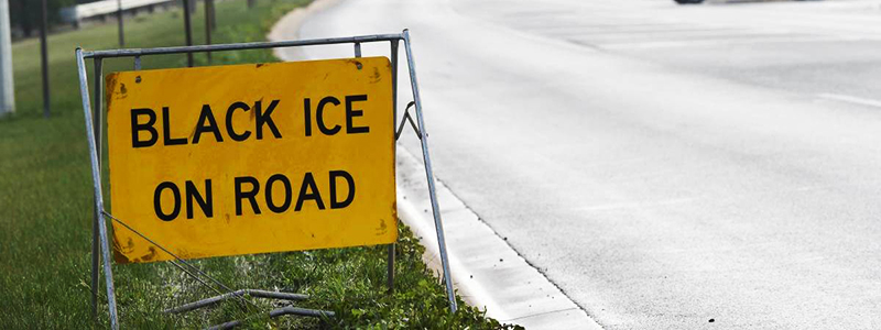 Black ice road sign